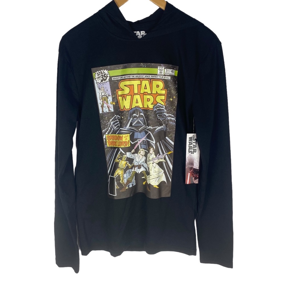 NWT Star Wars Mens Long Sleeve Hoodie Tee with Graphic Print - Size Small